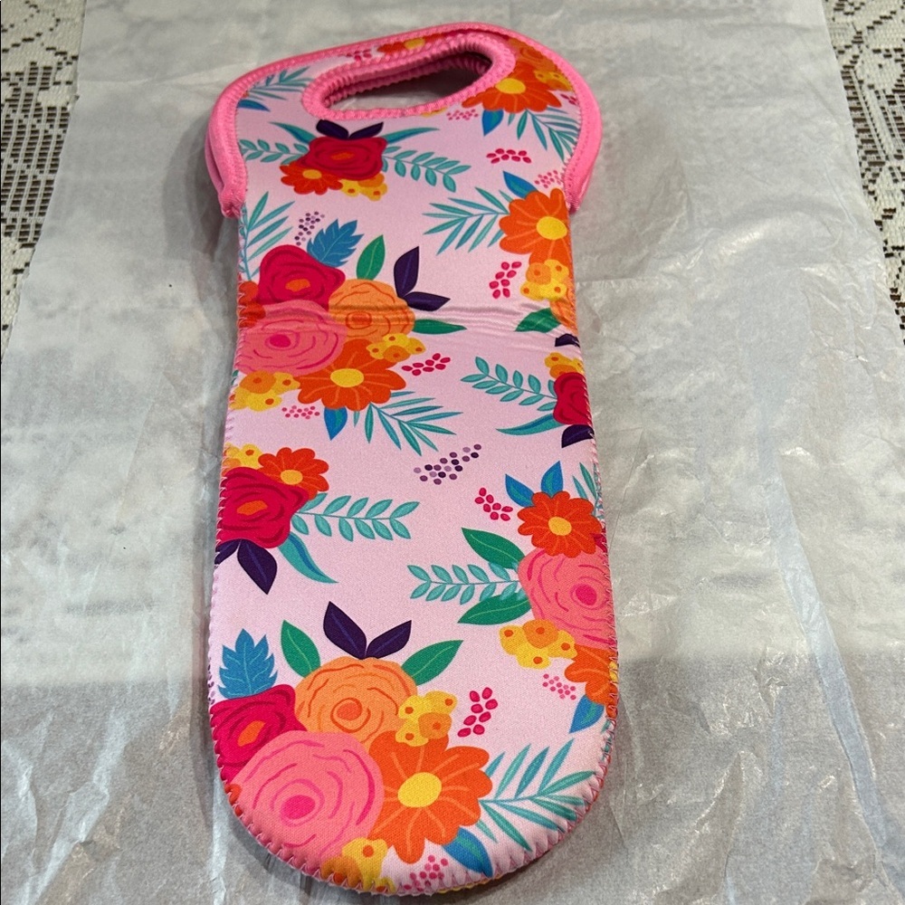 Source Unknown Pink Floral Paradise Wine Sleeve